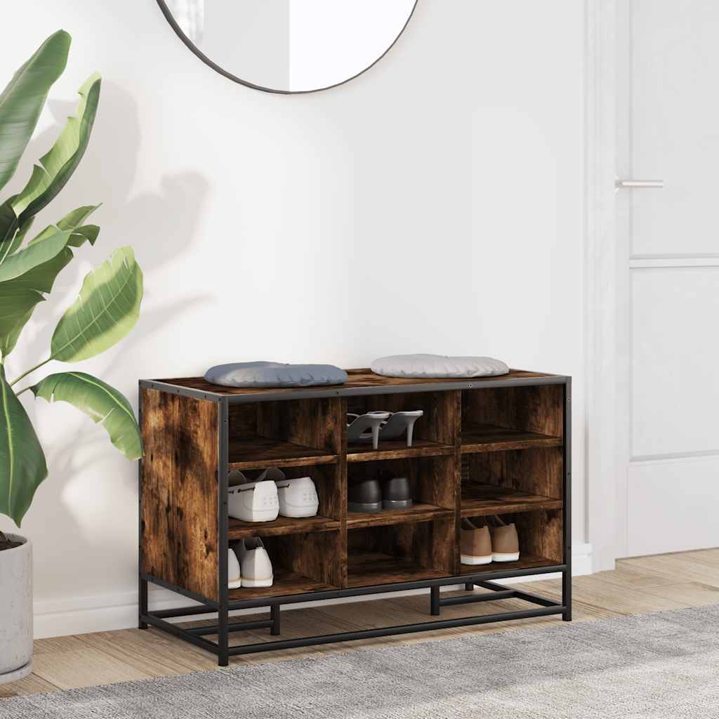 Scarpiera in Rovere Fumo 84x40x53,5 cm in Truciolato e Metallo | homemem39