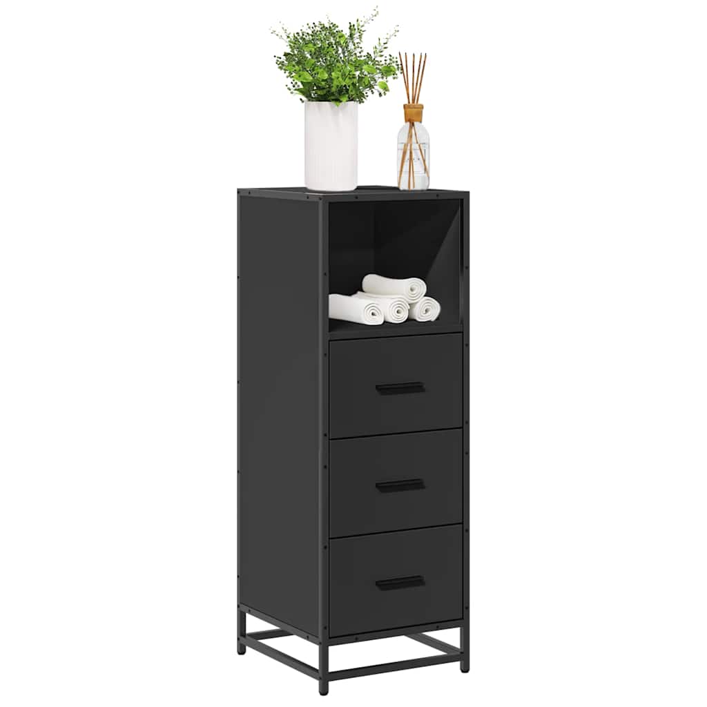 Armadietto da Bagno Nero 35x37,5x100 cm in Legno Multistrato | homemem39