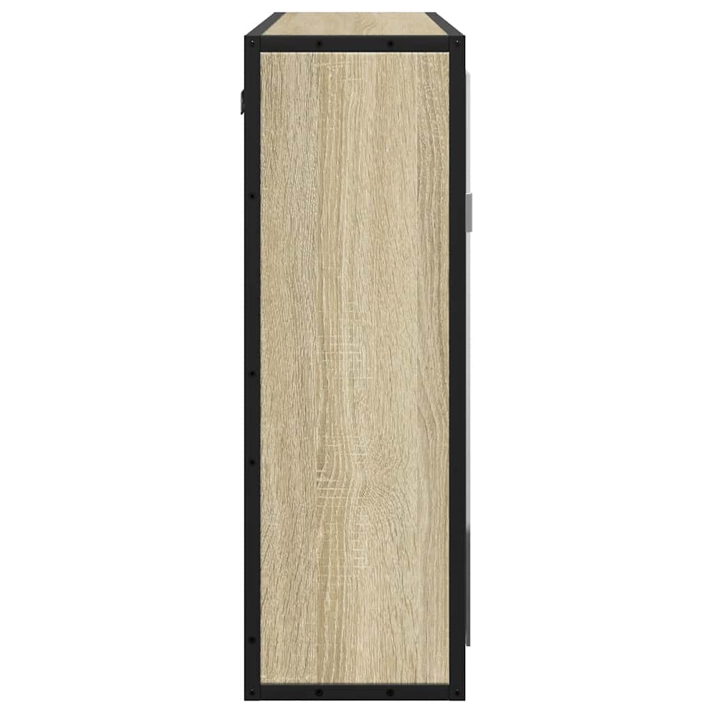 Mobiletto con specchio per bagno in rovere Sonoma 65x20x60 cm in legno ingegnerizzato | homemem39