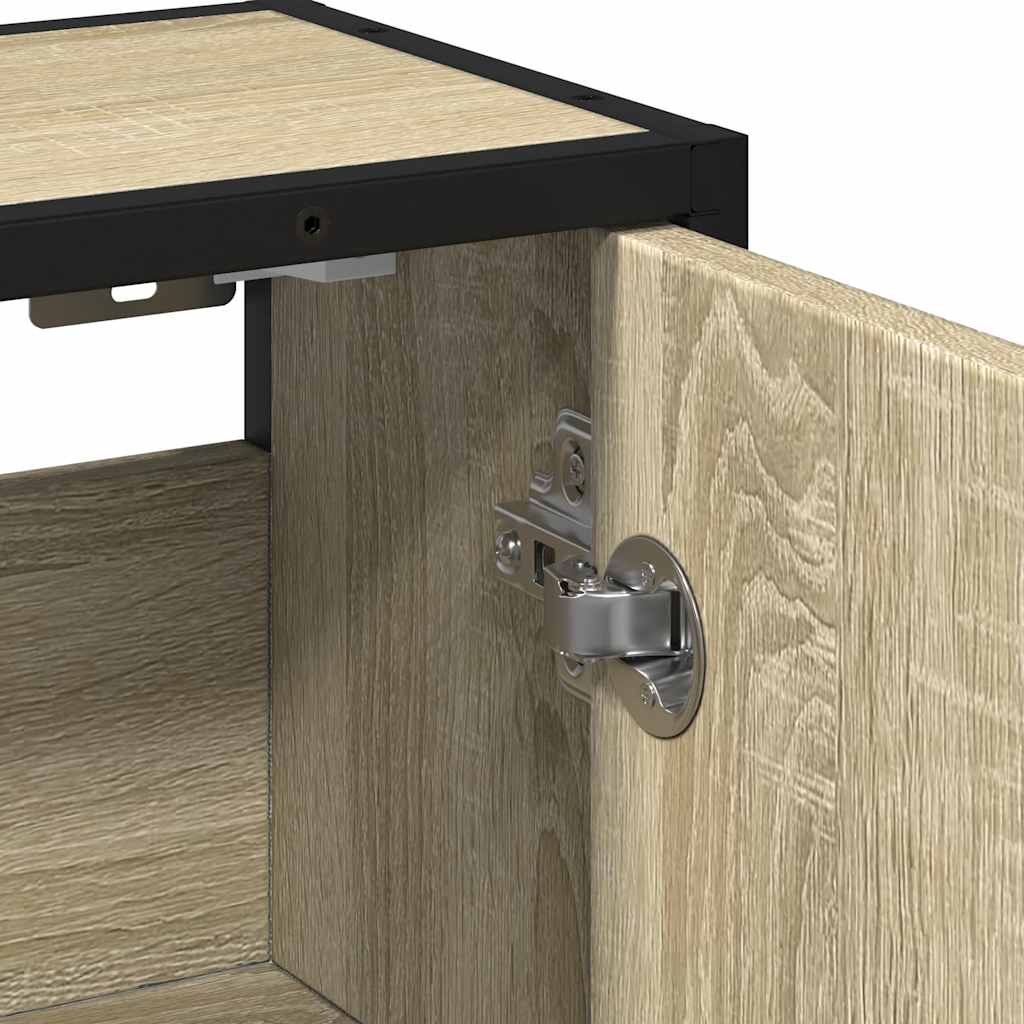 Mobiletto con specchio per bagno in rovere Sonoma 65x20x60 cm in legno ingegnerizzato | homemem39