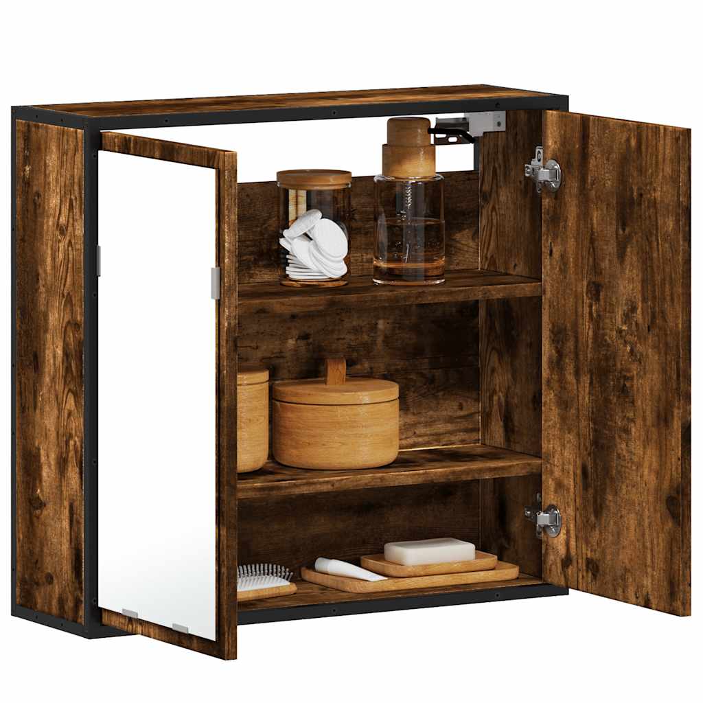 Mobile Bagno Specchio Rovere Fumo 65x20x60 cm Legno Multistrato | homemem39