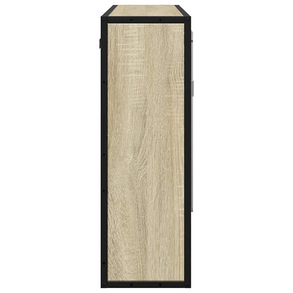 Mobiletto con specchio per bagno in rovere Sonoma 65x20x60 cm in legno ingegnerizzato | homemem39