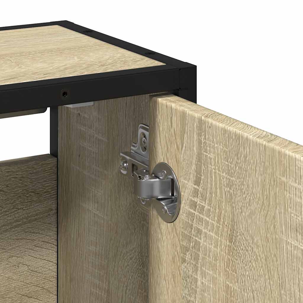 Mobiletto con specchio per bagno in rovere Sonoma 65x20x60 cm in legno ingegnerizzato | homemem39