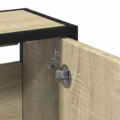 Mobiletto con specchio per bagno in rovere Sonoma 65x20x60 cm in legno ingegnerizzato | homemem39