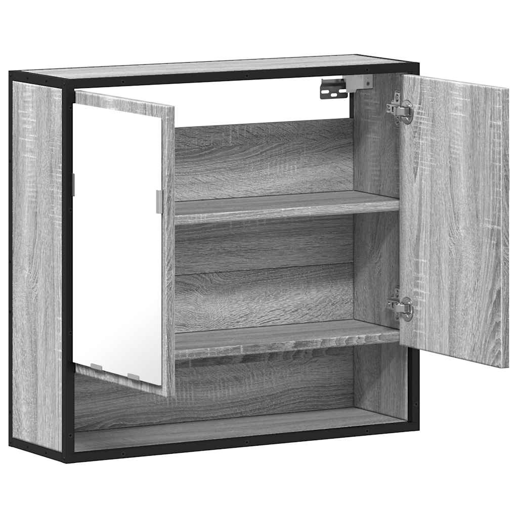 Mobile Specchio da Bagno Grigio Sonoma 65x20x60 cm Multistrato | homemem39