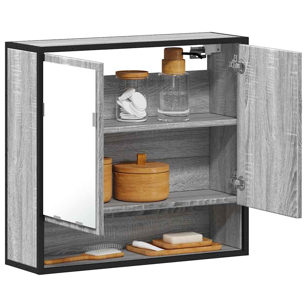 Mobile Specchio da Bagno Grigio Sonoma 65x20x60 cm Multistrato | homemem39
