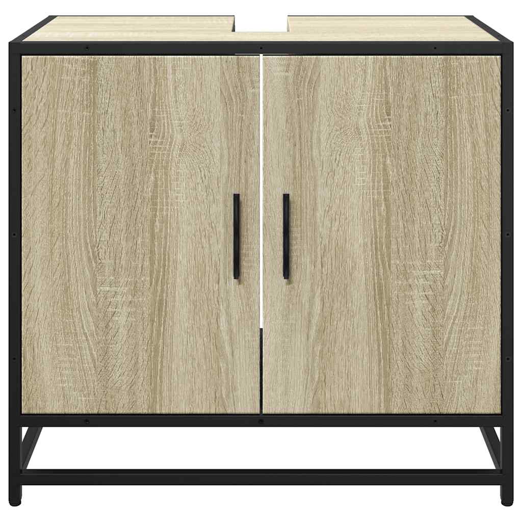 Mobiletto per Lavabo da Bagno Rovere Sonoma 65x33x60 cm Legno Massello | homemem39