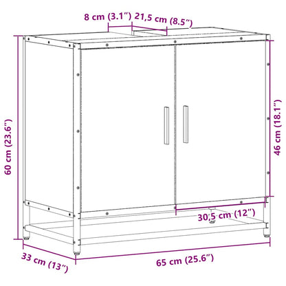 Mobile Lavabo Bagno Rovere Fumo 65x33x60 cm Legno Multistrato | homemem39