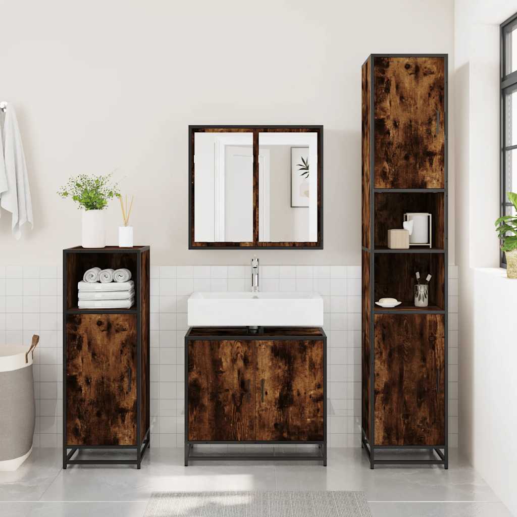 Mobile Lavabo Bagno Rovere Fumo 65x33x60 cm Legno Multistrato | homemem39