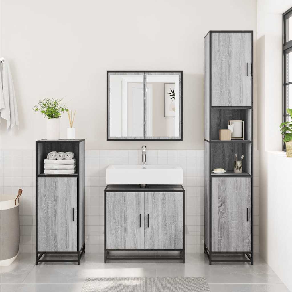 Mobile Lavabo Bagno Grigio Sonoma 65x33x60 cm Legno Multistrato | homemem39