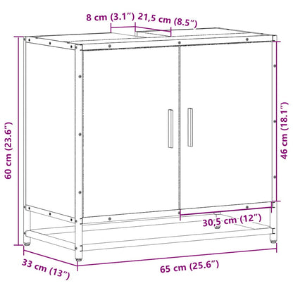 Mobile Lavabo Bagno Rovere Marrone 65x33x60cm Legno Multistrato | homemem39