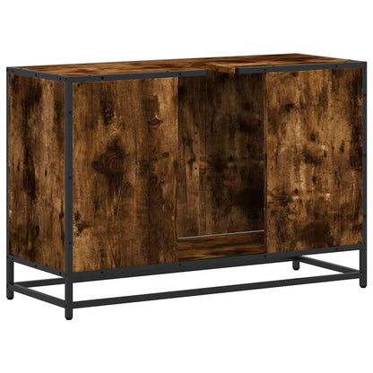Mobile Lavabo Bagno Rovere Fumo 90x33x60 cm Legno Multistrato | homemem39