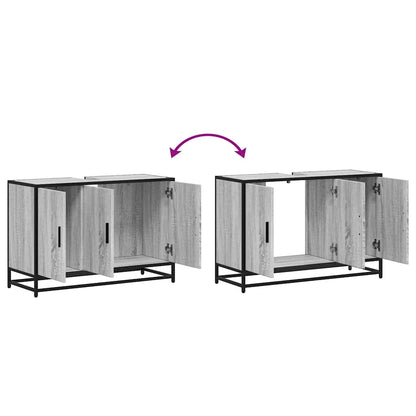 Mobile Lavabo Bagno Grigio Sonoma 90x33x60 cm Legno Multistrato