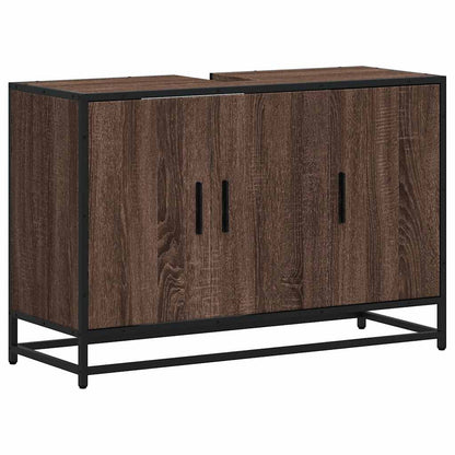 Mobile Lavabo Bagno Rovere Marrone 90x33x60cm Legno Multistrato