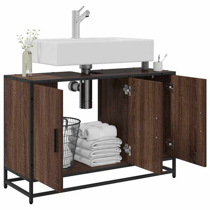 Mobile Lavabo Bagno Rovere Marrone 90x33x60cm Legno Multistrato