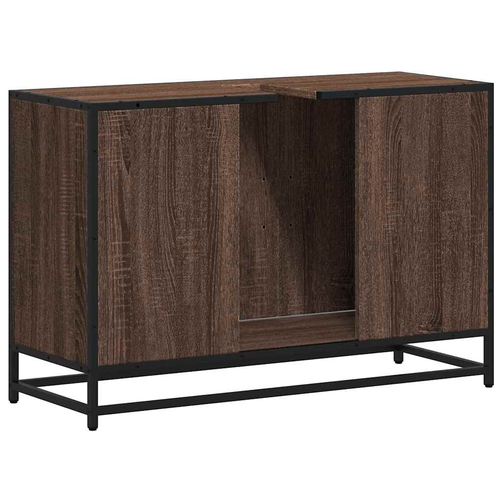 Mobile Lavabo Bagno Rovere Marrone 90x33x60cm Legno Multistrato