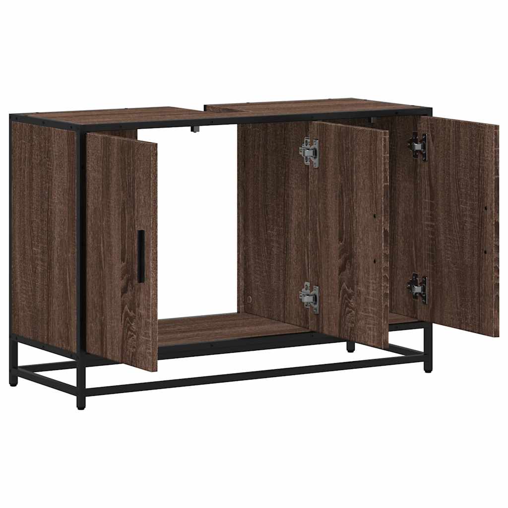 Mobile Lavabo Bagno Rovere Marrone 90x33x60cm Legno Multistrato