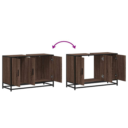 Mobile Lavabo Bagno Rovere Marrone 90x33x60cm Legno Multistrato