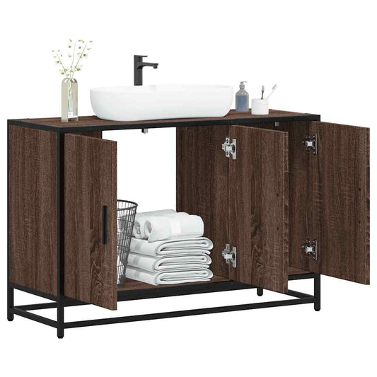 Mobile Lavabo Bagno Rovere Marrone 90x33x60cm Legno Multistrato
