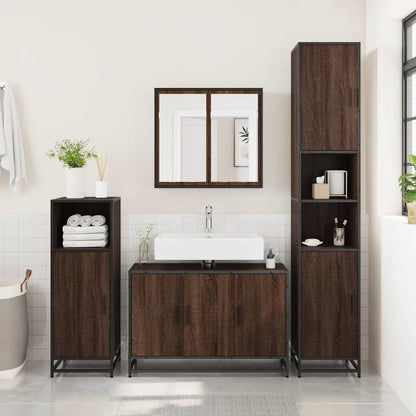 Mobile Lavabo Bagno Rovere Marrone 90x33x60cm Legno Multistrato