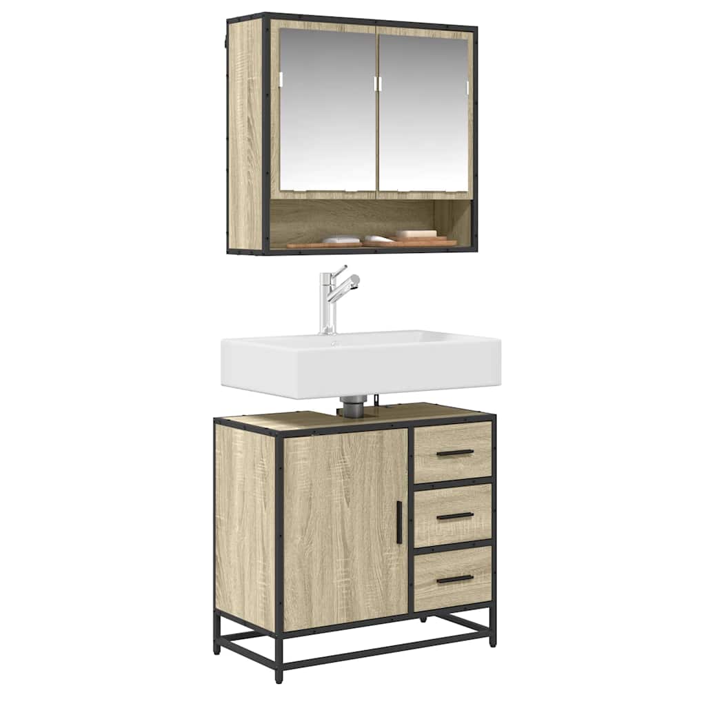 Mobile Lavabo da Bagno Rovere Sonoma 65x33x60 cm in Truciolato