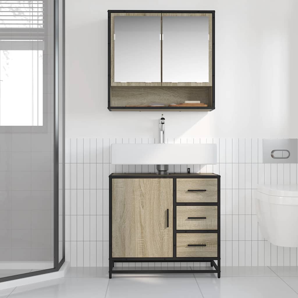 Mobile Lavabo da Bagno Rovere Sonoma 65x33x60 cm in Truciolato
