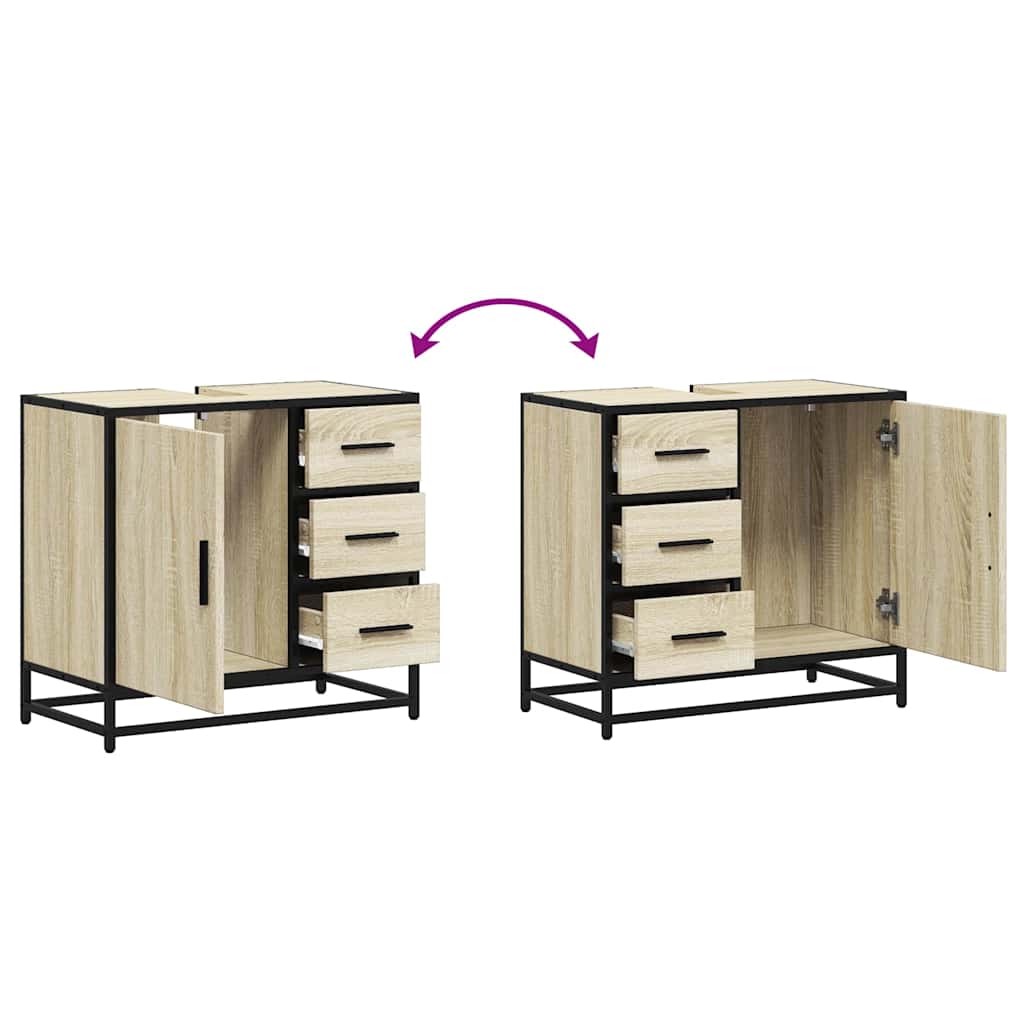 Mobile Lavabo da Bagno Rovere Sonoma 65x33x60 cm in Truciolato
