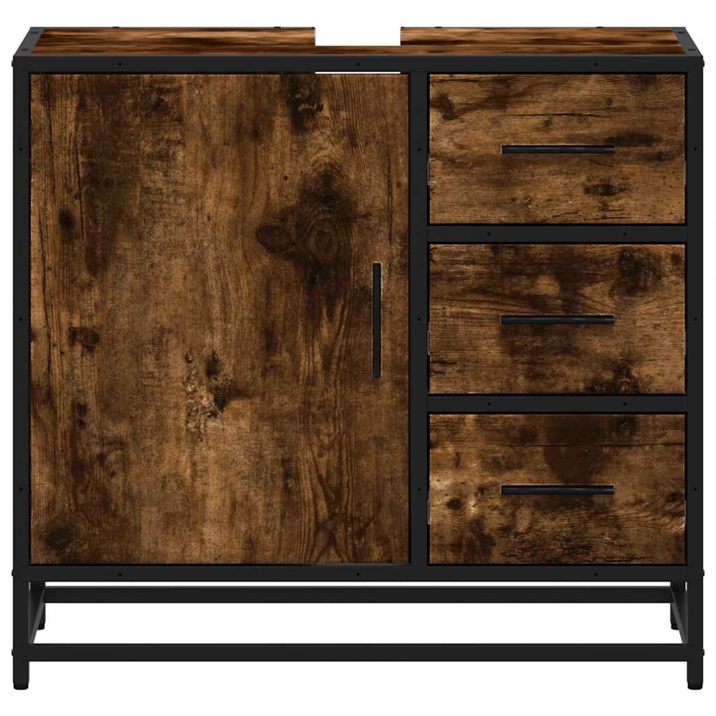 Mobile Lavabo Bagno Rovere Fumo 65x33x60 cm Legno Multistrato | homemem39