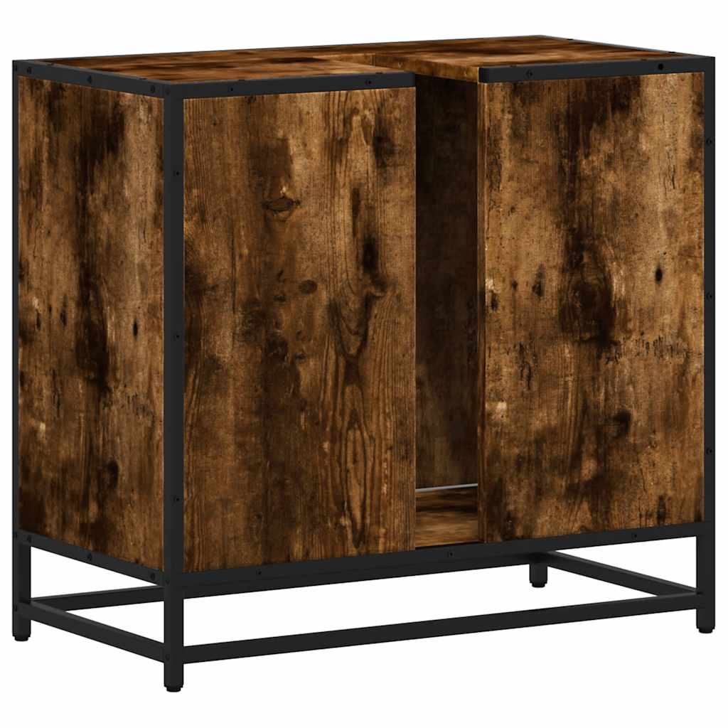 Mobile Lavabo Bagno Rovere Fumo 65x33x60 cm Legno Multistrato | homemem39