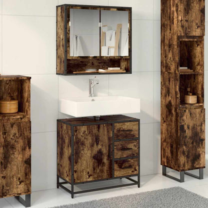 Mobile Lavabo Bagno Rovere Fumo 65x33x60 cm Legno Multistrato | homemem39