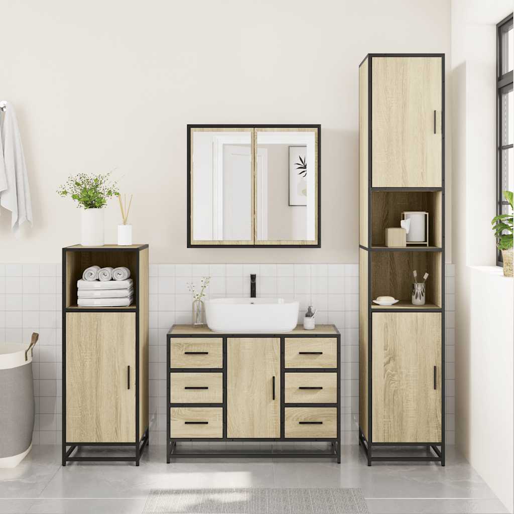 Mobile Lavabo Bagno Rovere Sonoma 60x30x60 cm Legno Multistrato