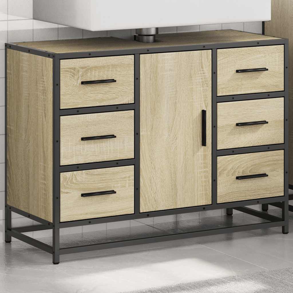 Mobile Lavabo Bagno Rovere Sonoma 60x30x60 cm Legno Multistrato
