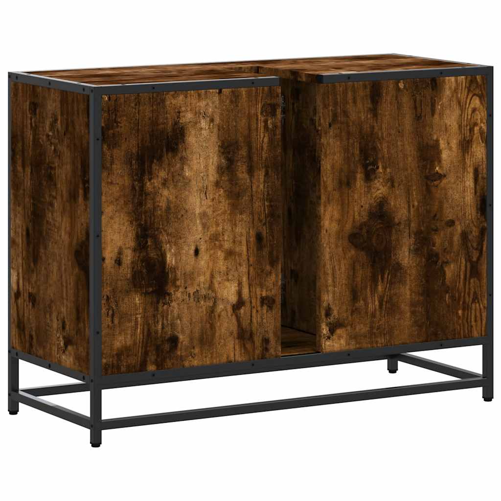 Mobile Lavabo Bagno Rovere Fumo 60x30x60 cm Legno Multistrato | homemem39