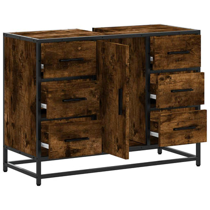 Mobile Lavabo Bagno Rovere Fumo 60x30x60 cm Legno Multistrato | homemem39