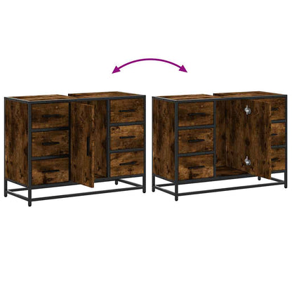 Mobile Lavabo Bagno Rovere Fumo 60x30x60 cm Legno Multistrato
