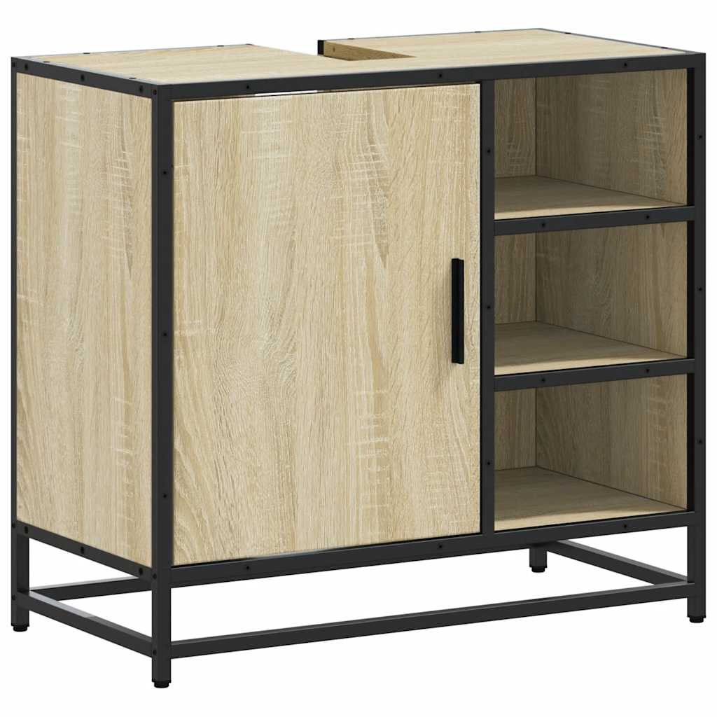 Mobiletto per Lavabo da Bagno Rovere Sonoma 65x33x60 cm Legno Massello | homemem39