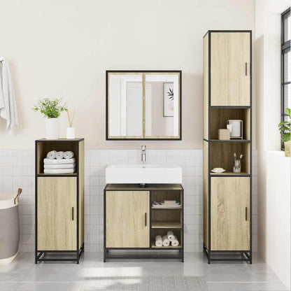 Mobiletto per Lavabo da Bagno Rovere Sonoma 65x33x60 cm Legno Massello | homemem39