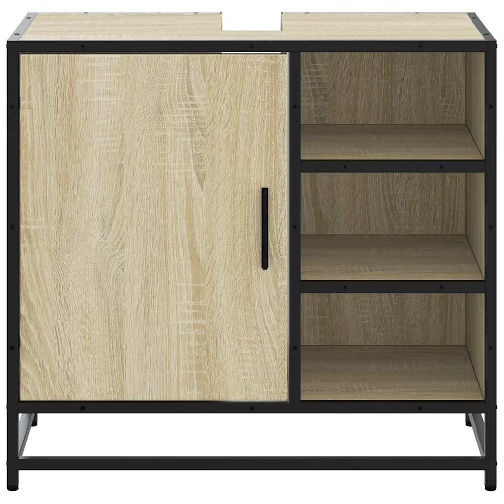 Mobiletto per Lavabo da Bagno Rovere Sonoma 65x33x60 cm Legno Massello | homemem39