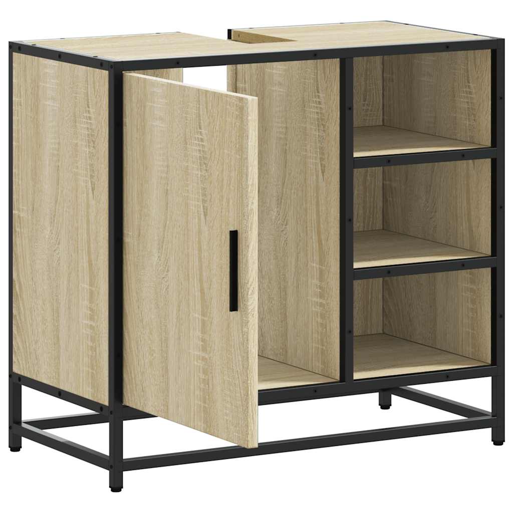 Mobiletto per Lavabo da Bagno Rovere Sonoma 65x33x60 cm Legno Massello | homemem39