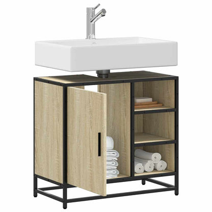 Mobiletto per Lavabo da Bagno Rovere Sonoma 65x33x60 cm Legno Massello | homemem39