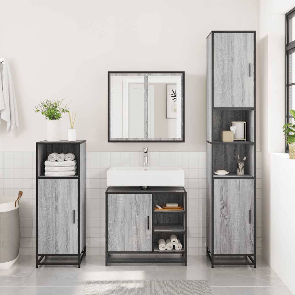 Mobile Lavabo Bagno Grigio Sonoma 65x33x60 cm Legno Multistrato | homemem39