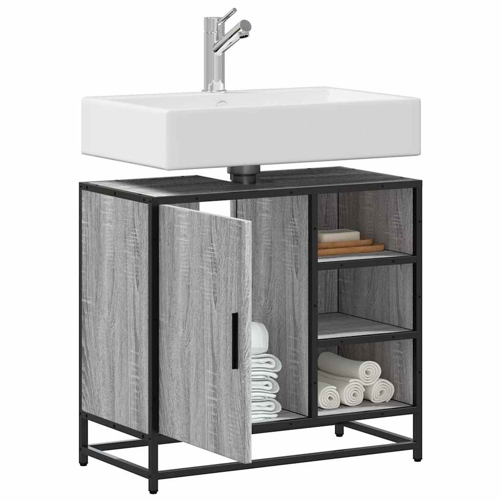 Mobile Lavabo Bagno Grigio Sonoma 65x33x60 cm Legno Multistrato | homemem39