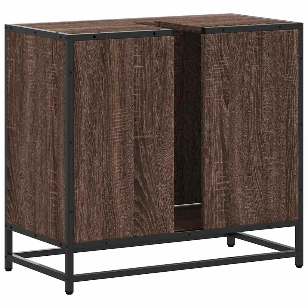Mobile Lavabo Bagno Rovere Marrone 65x33x60cm Legno Multistrato