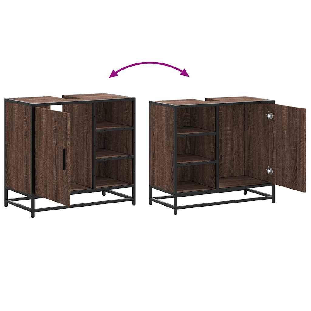 Mobile Lavabo Bagno Rovere Marrone 65x33x60cm Legno Multistrato