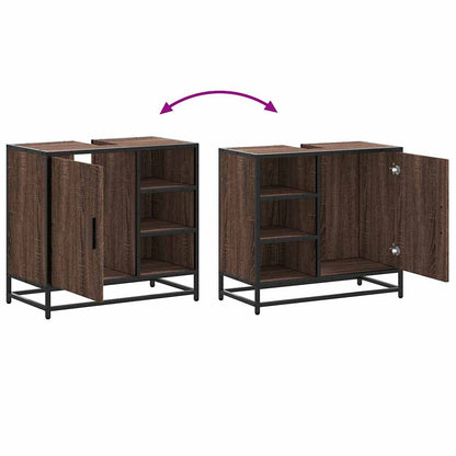 Mobile Lavabo Bagno Rovere Marrone 65x33x60cm Legno Multistrato