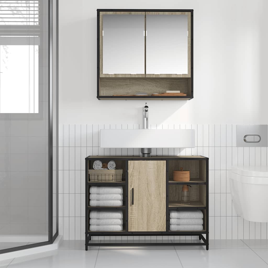 Mobiletto per Lavabo da Bagno Rovere Sonoma 80x33x60 cm