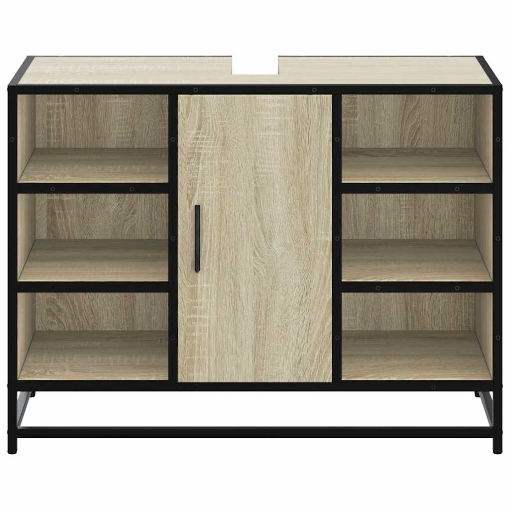 Mobiletto per Lavabo da Bagno Rovere Sonoma 80x33x60 cm Legno Massello | homemem39