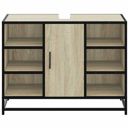 Mobiletto per Lavabo da Bagno Rovere Sonoma 80x33x60 cm Legno Massello | homemem39