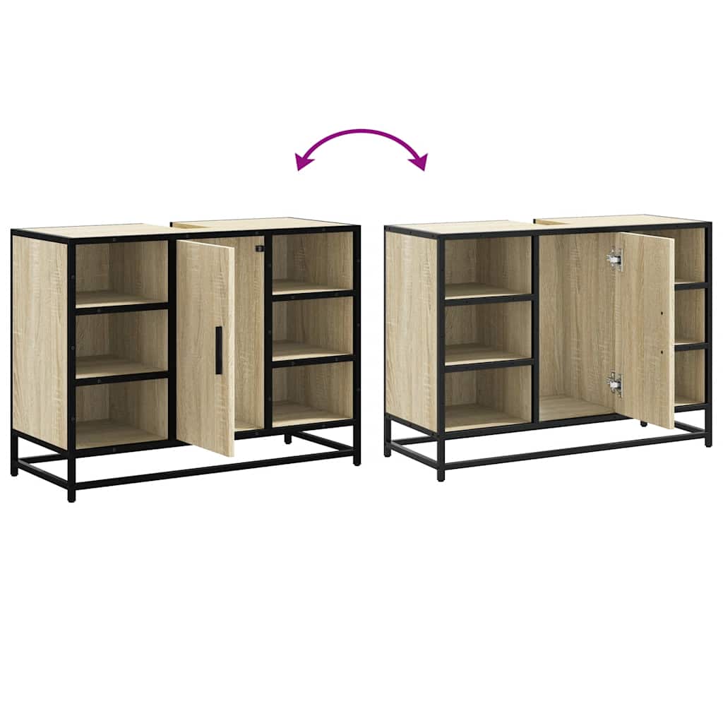 Mobiletto per Lavabo da Bagno Rovere Sonoma 80x33x60 cm Legno Massello | homemem39