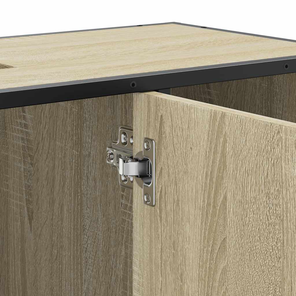 Mobiletto per Lavabo da Bagno Rovere Sonoma 80x33x60 cm Legno Massello | homemem39